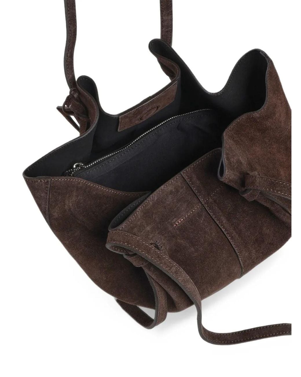 Date Brown Nina Suede Knotted Shoulder Bag