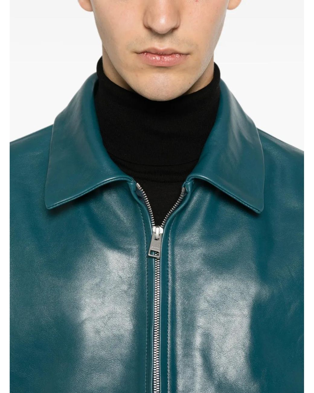 Sandro Blue Leather Jacket for men