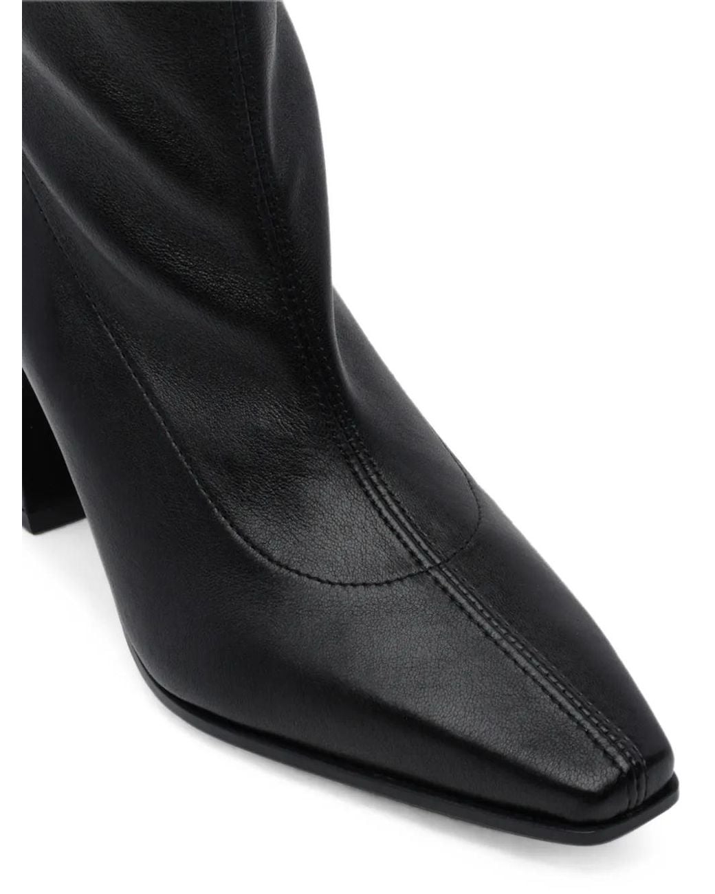 Stuart Weitzman Black Square-Toe Ankle Boots