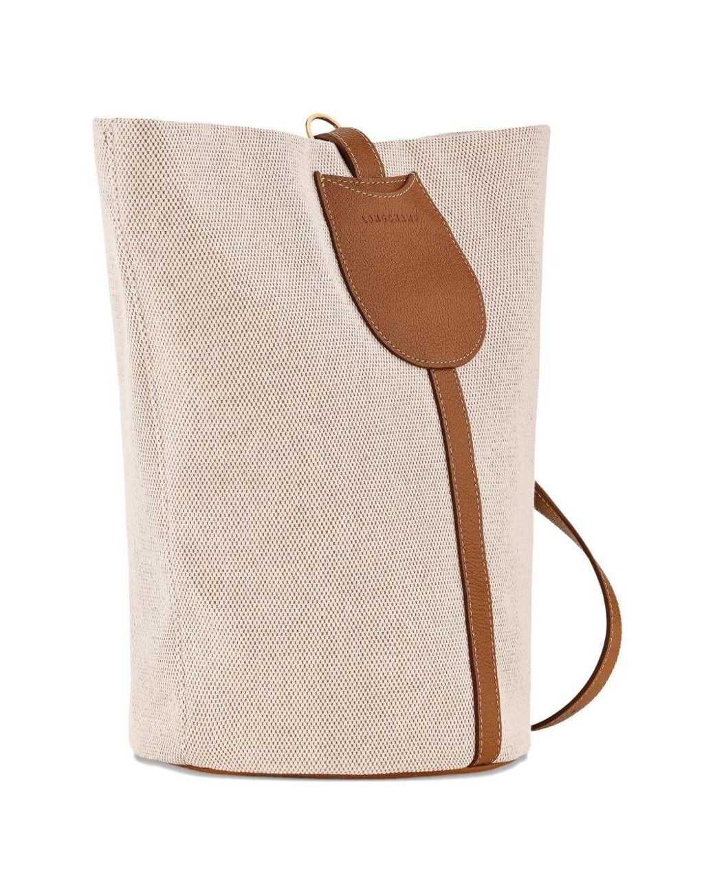 Longchamp White L Le Foulonné Bucket Bag