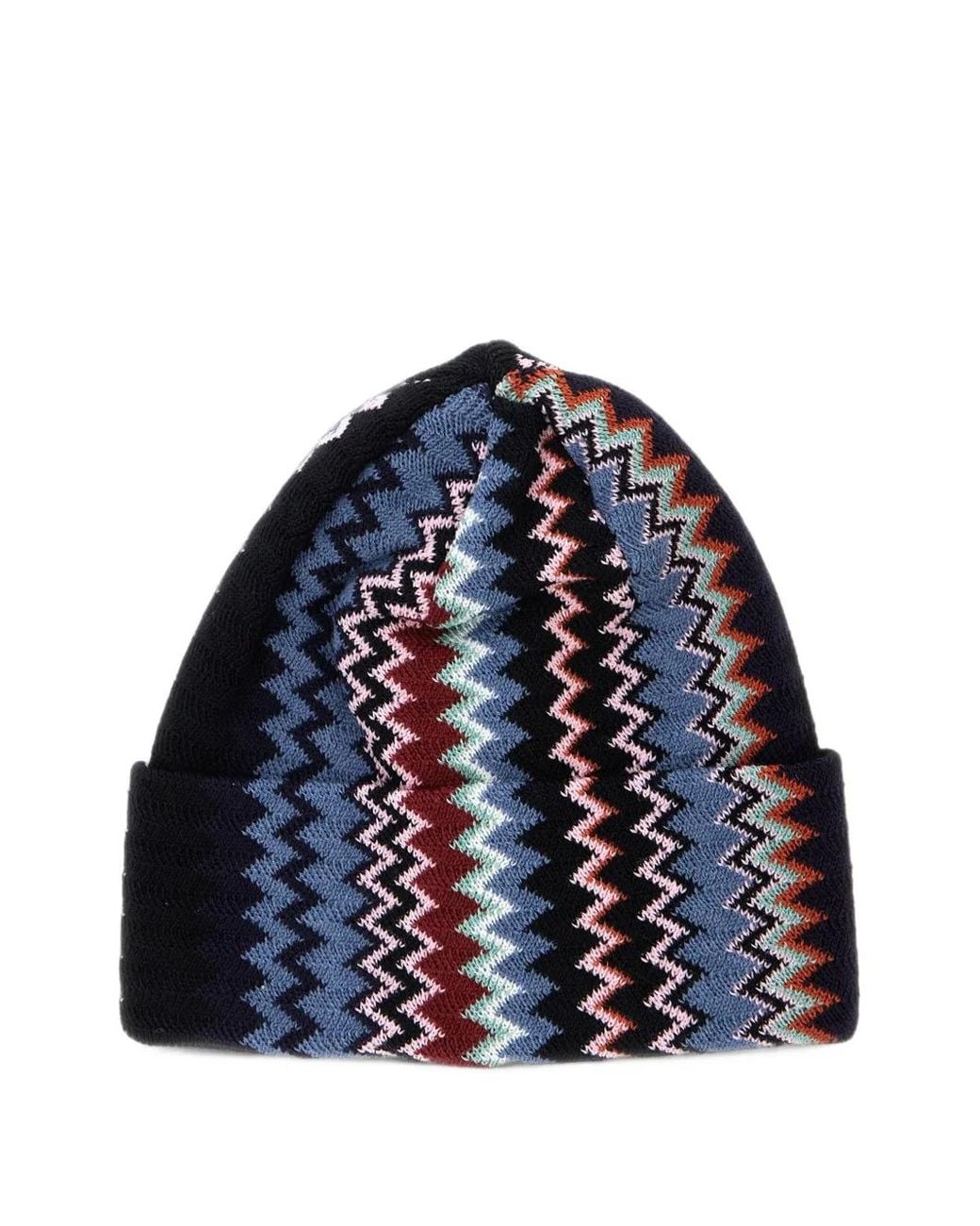 Missoni Blue Zigzag-Knit Beanie Hat