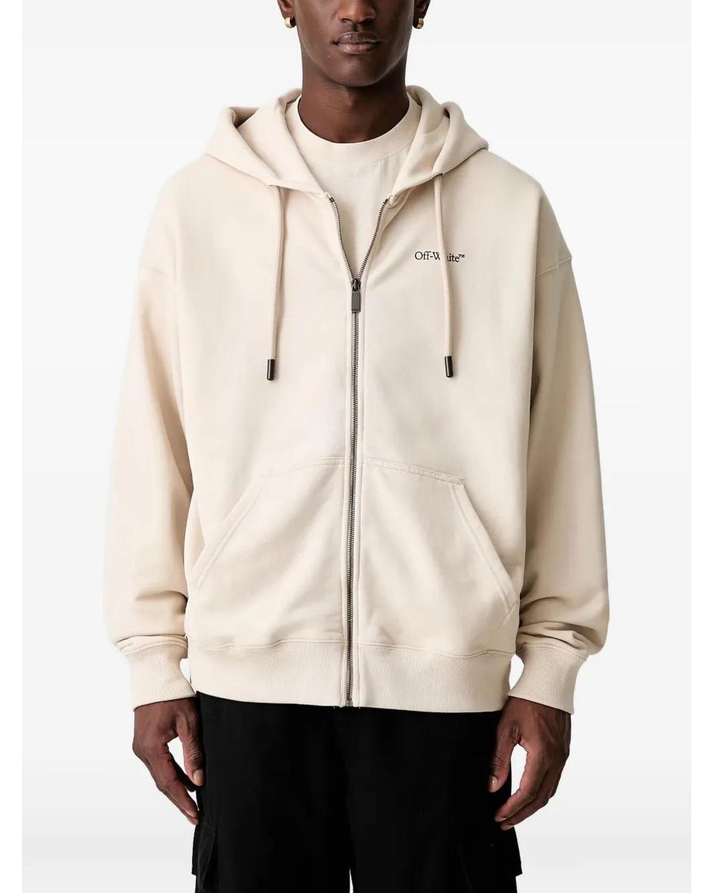 Off-White c/o Virgil Abloh Natural Arrows Zip-Up Hoodie for men