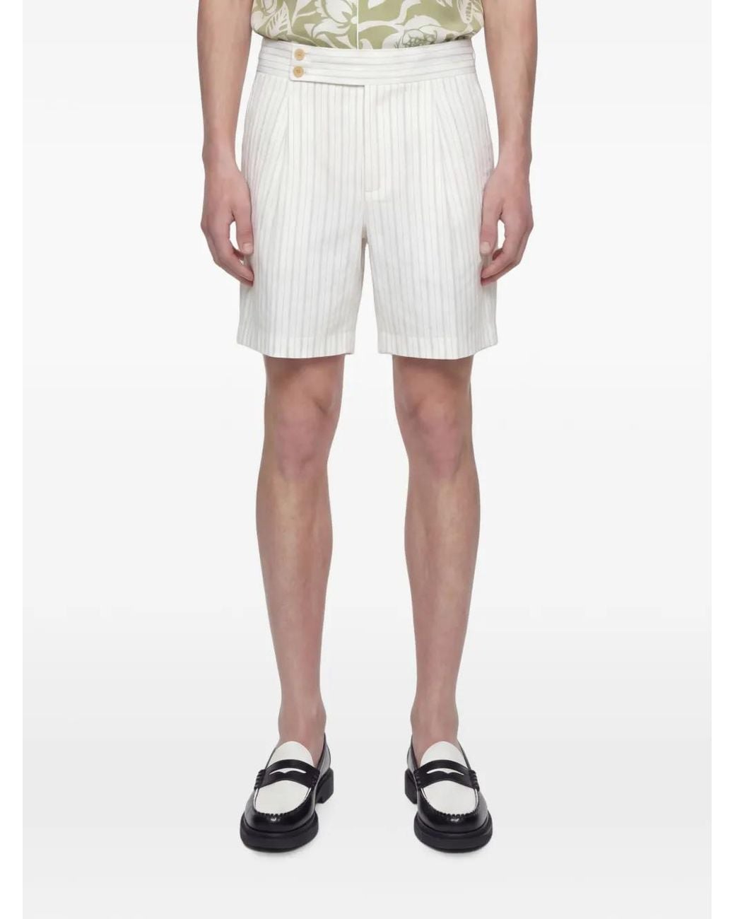Hed Mayner White Short À Fines Rayures for men