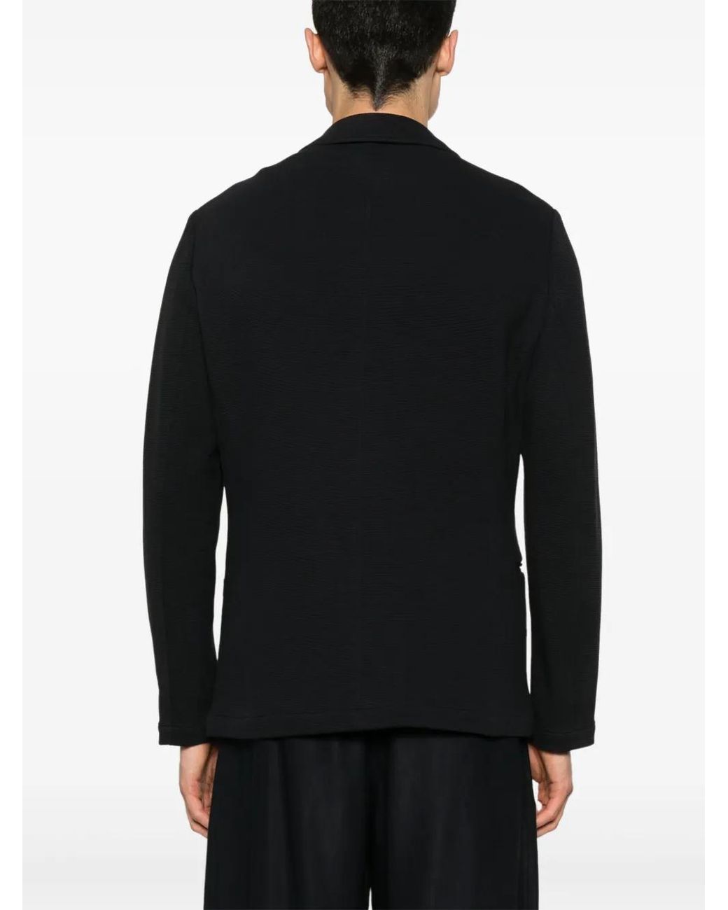 Emporio Armani Black Cotton Single-Breasted Jacket for men