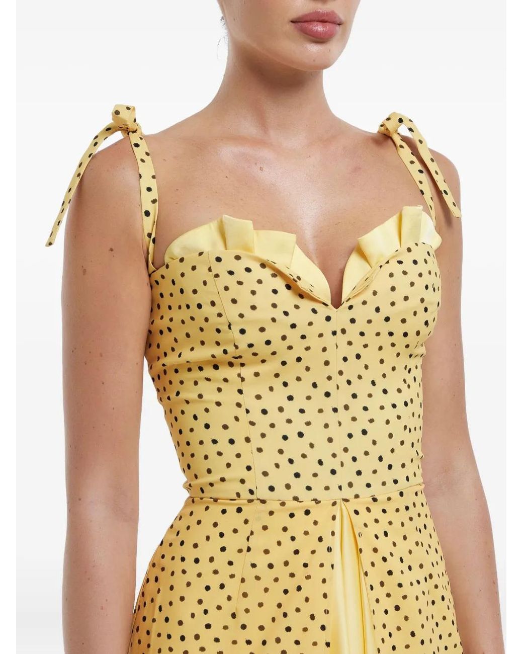 POST MERIDIEM Yellow Flowy Slit Midi Dress