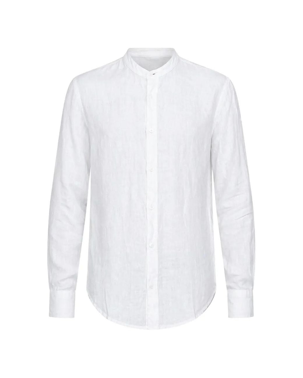 Blauer White Band-Collar Shirt for men