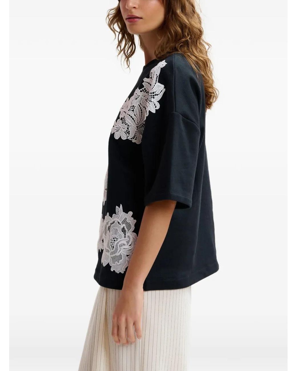 T-Shirt Con Decorazione di Essentiel Antwerp in Black