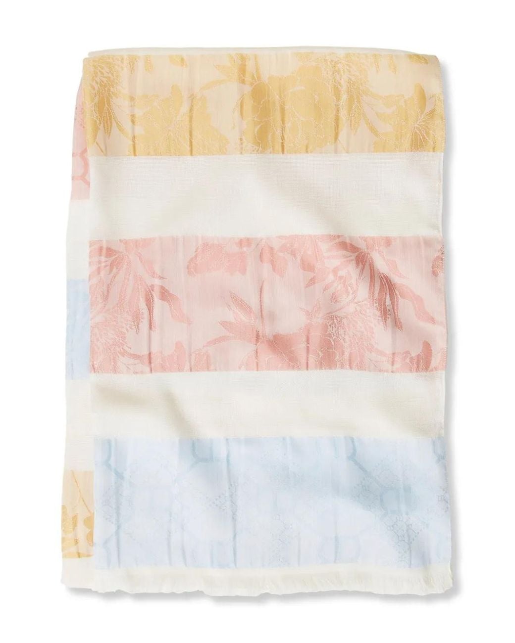 Twinset White Floral Block-Striped Scarf