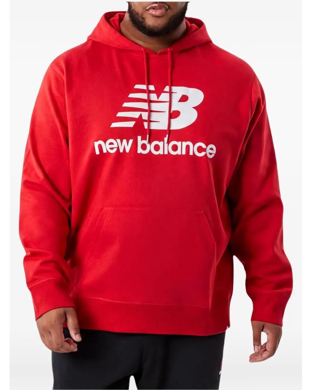 New Balance Red Nb Essentials Stacked-Logo Hoddie for men