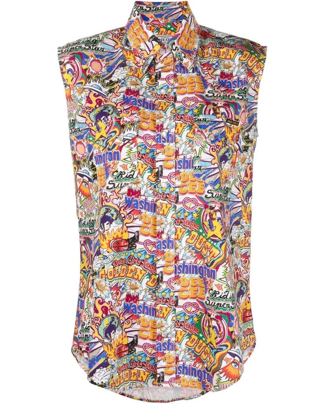 Washington DEE-CEE U.S.A. White Graphic-Print Sleeveless Shirt