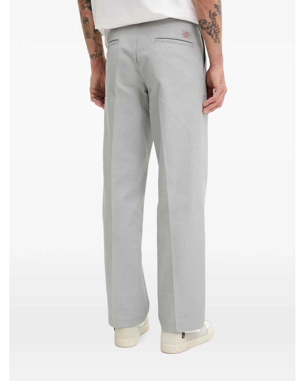 Dickies Gray Logo-Patch Straight-Leg Trousers for men