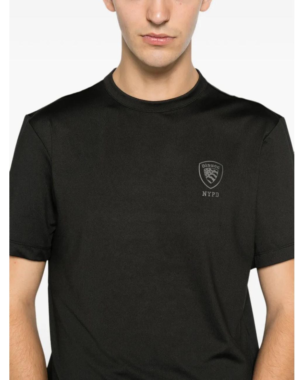 Blauer Black T-Shirt À Logo Imprimé for men