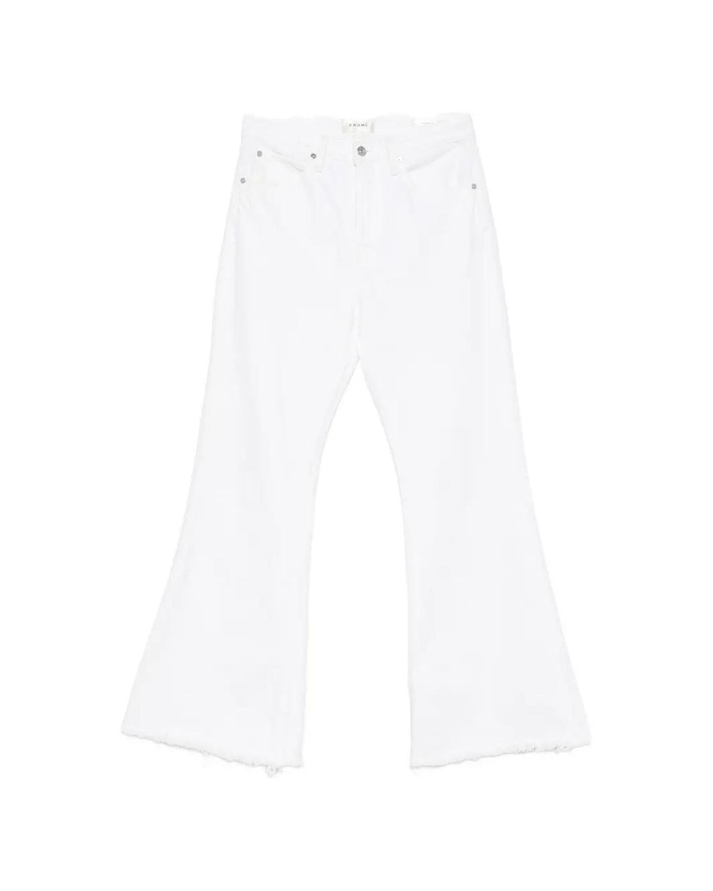 FRAME White Frayed-Hem Jeans