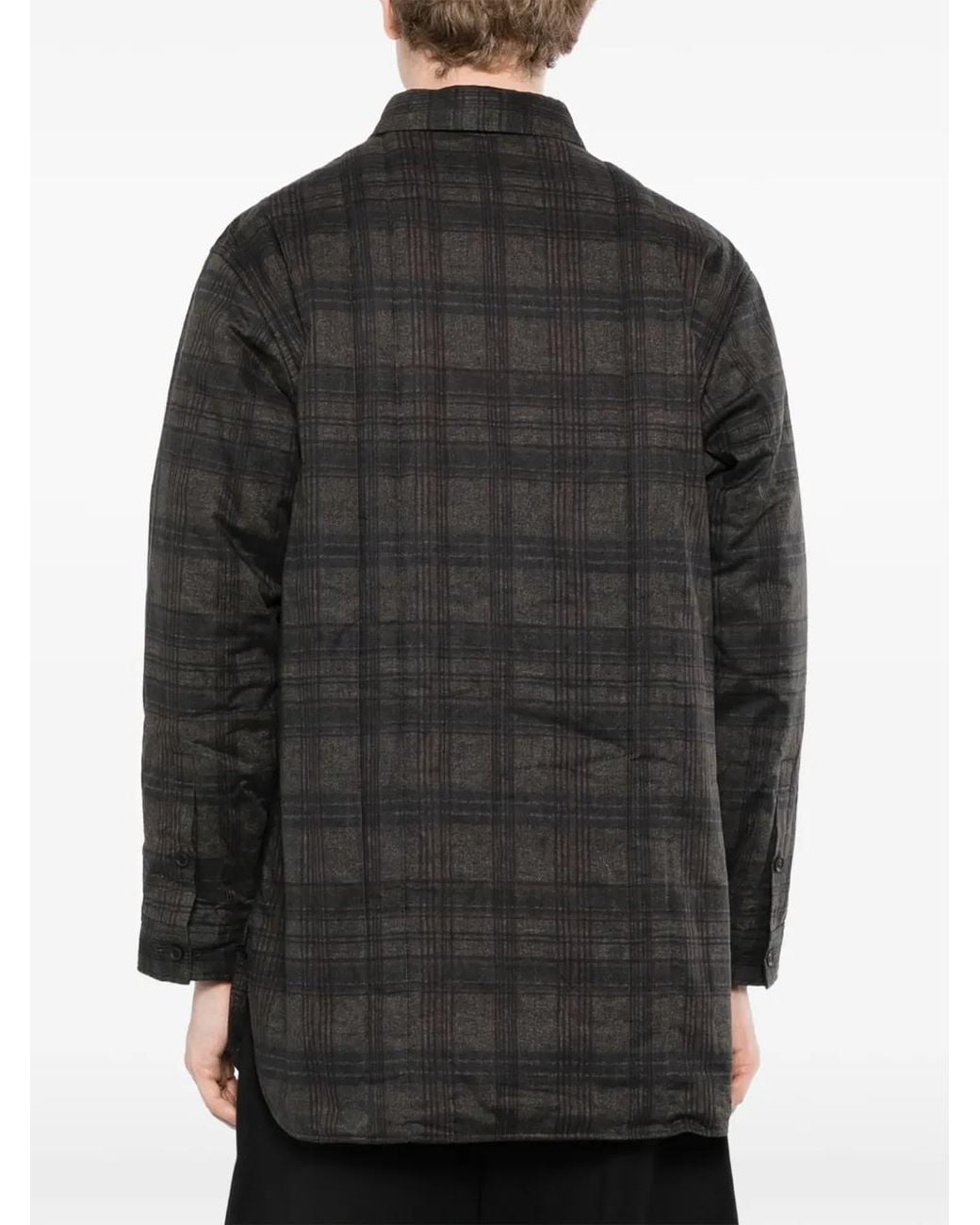 Yohji Yamamoto Black Madras Plaid Padded Shirt for men