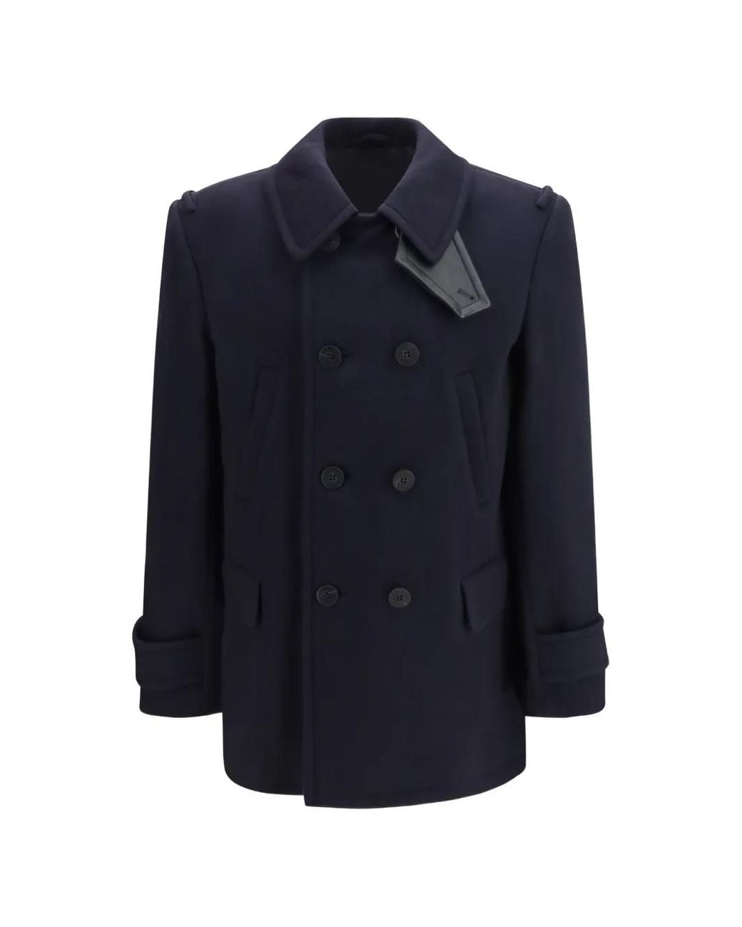 Burberry Blue Wool Cashmere Pea Coat for men
