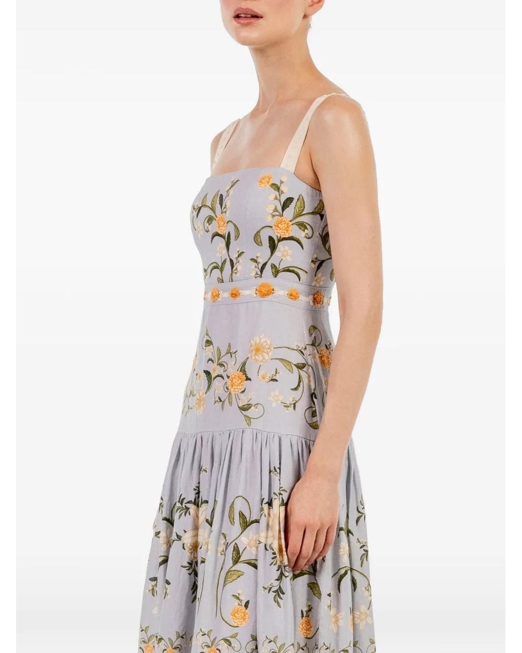 Agua Bendita White Lima Embroidered Linen Maxi Dress