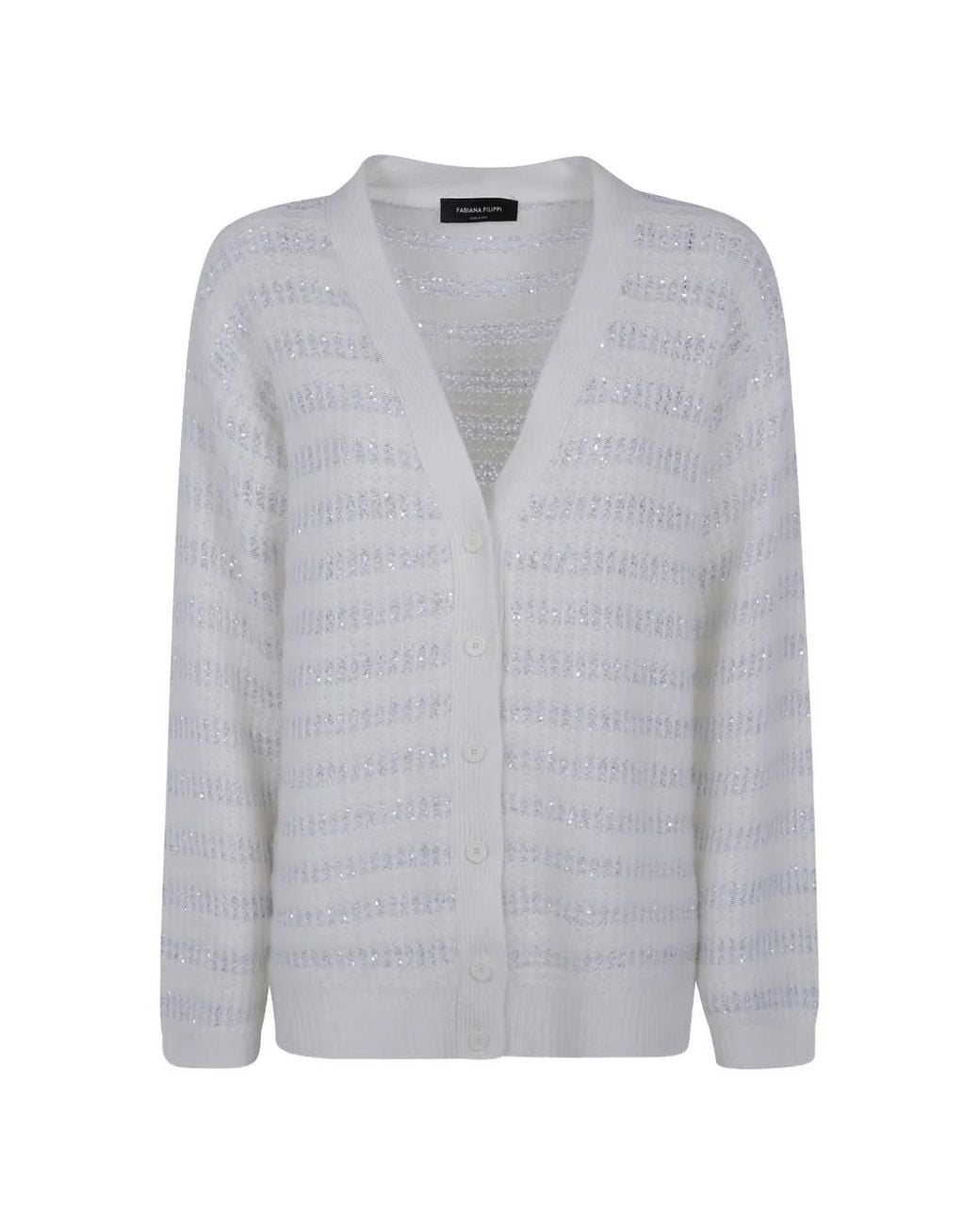 Fabiana Filippi Gray Sequin-Embellished Cardigan
