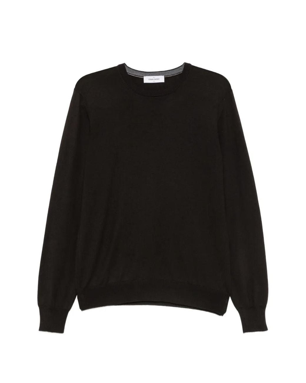 Gran Sasso Black Crew-Neck Knitted Sweater for men