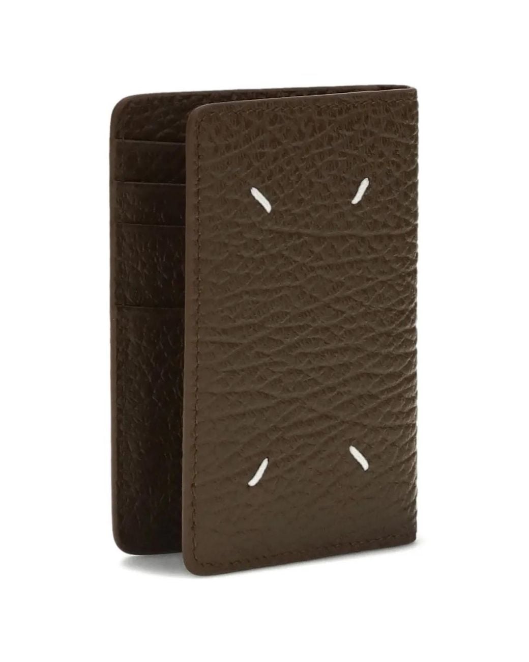 Maison Margiela Green Four-Stitch Leather Card Holder for men