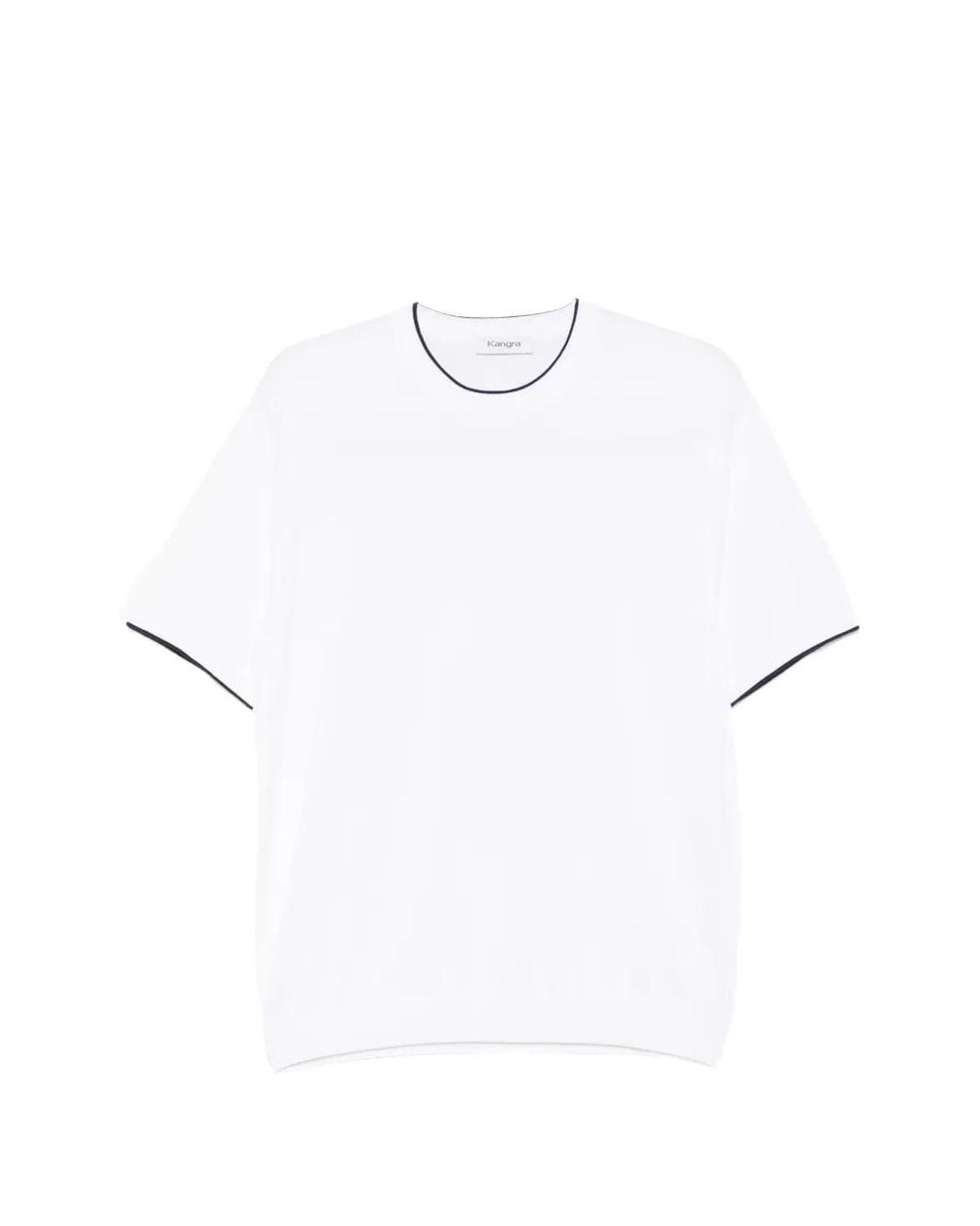 Kangra White Contrast-Trim T-Shirt for men