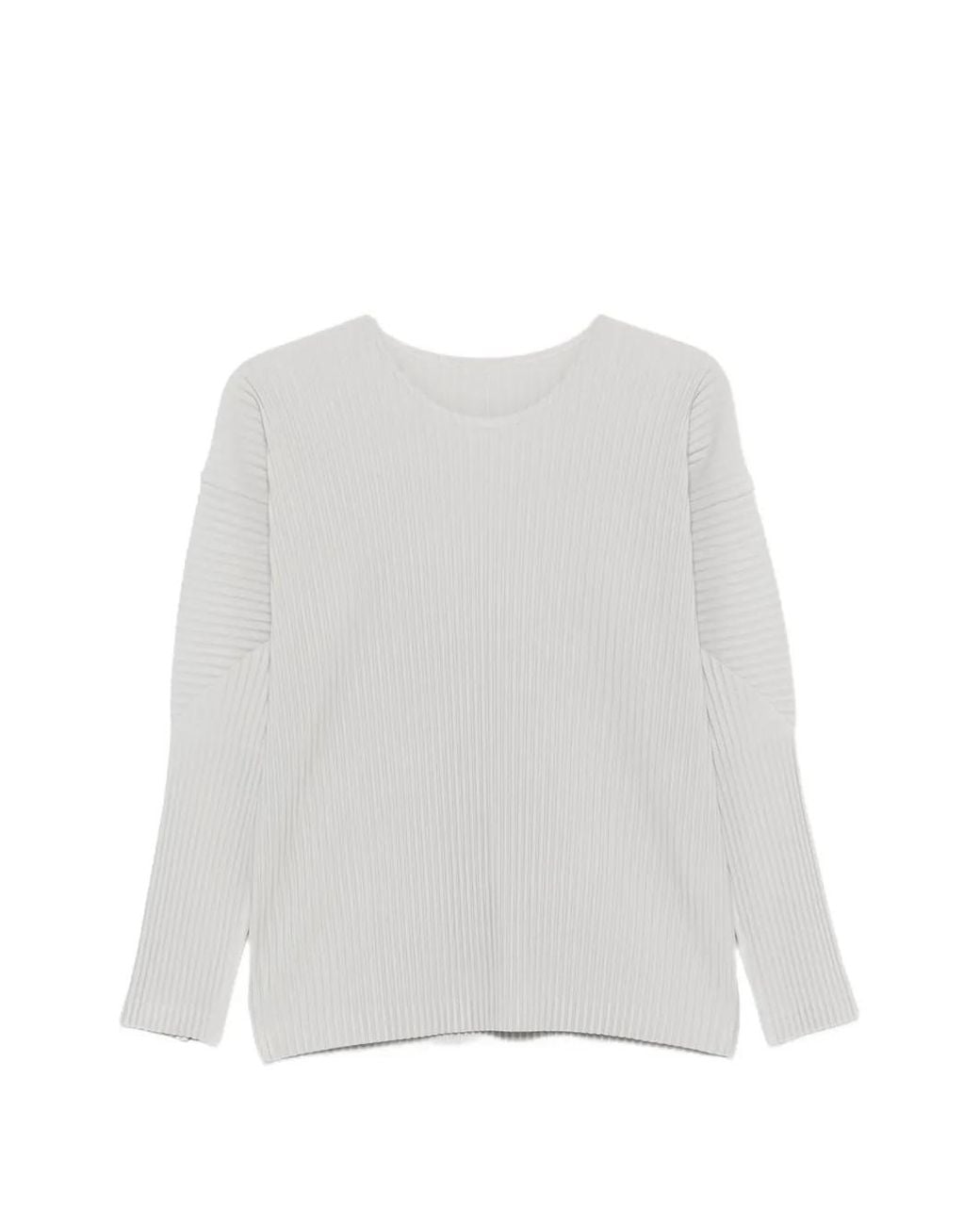Homme Plissé Issey Miyake White Long-Sleeve Pleated T-Shirt for men