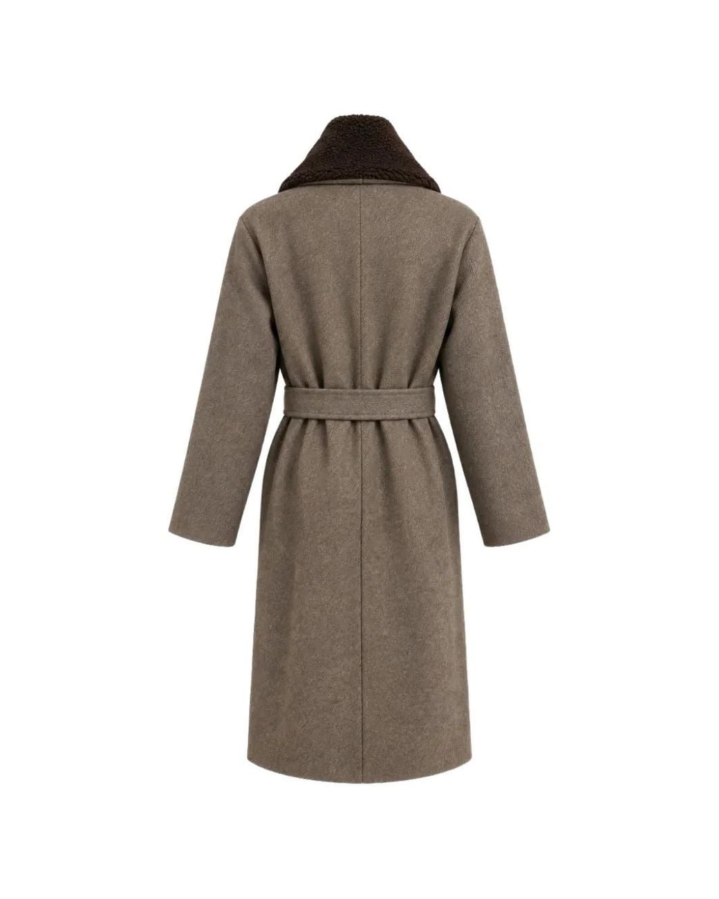 Rainmaker Brown Herringbone-Pattern Sherpa-Trim Coat for men