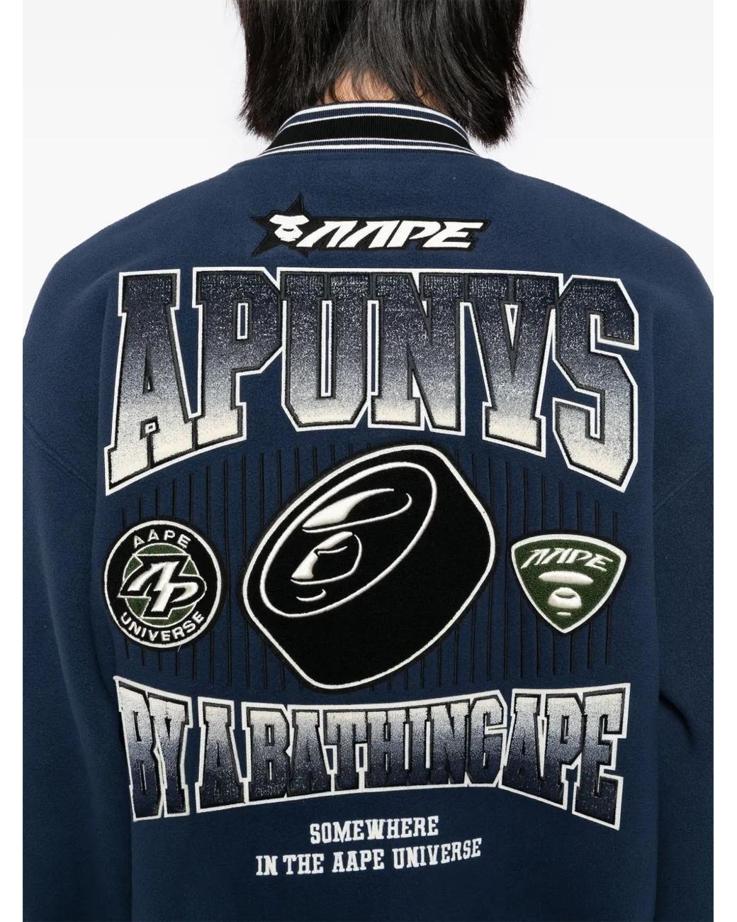 Aape By A Bathing Ape Blue Logo Varsity Jacket for men