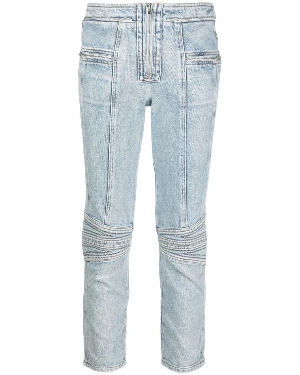 Isabel Marant Blue Zip-Embellished Cropped Jeans