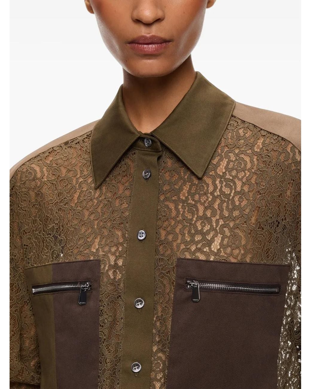 Camicia Con Inserti di Pinko in Brown