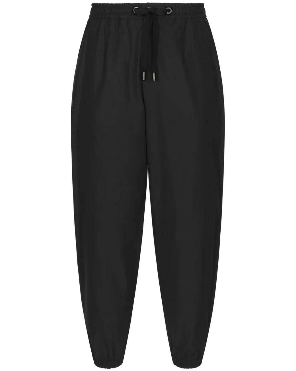 Dolce & Gabbana Black Drawstring-Waist Cotton Track Pants for men