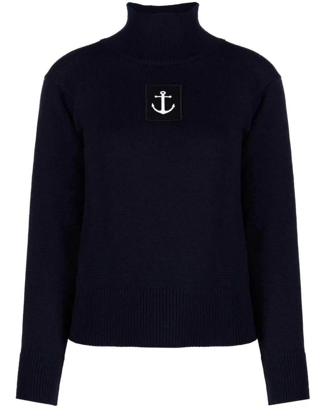 Jil Sander Blue Logo-Patch High-Neck Jumper