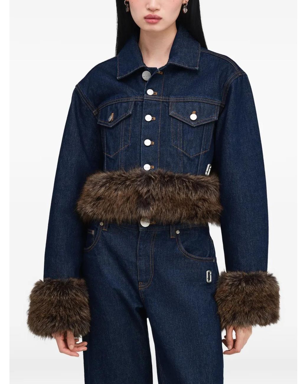 Marc Jacobs Blue Veste En Fourrure Artificielle