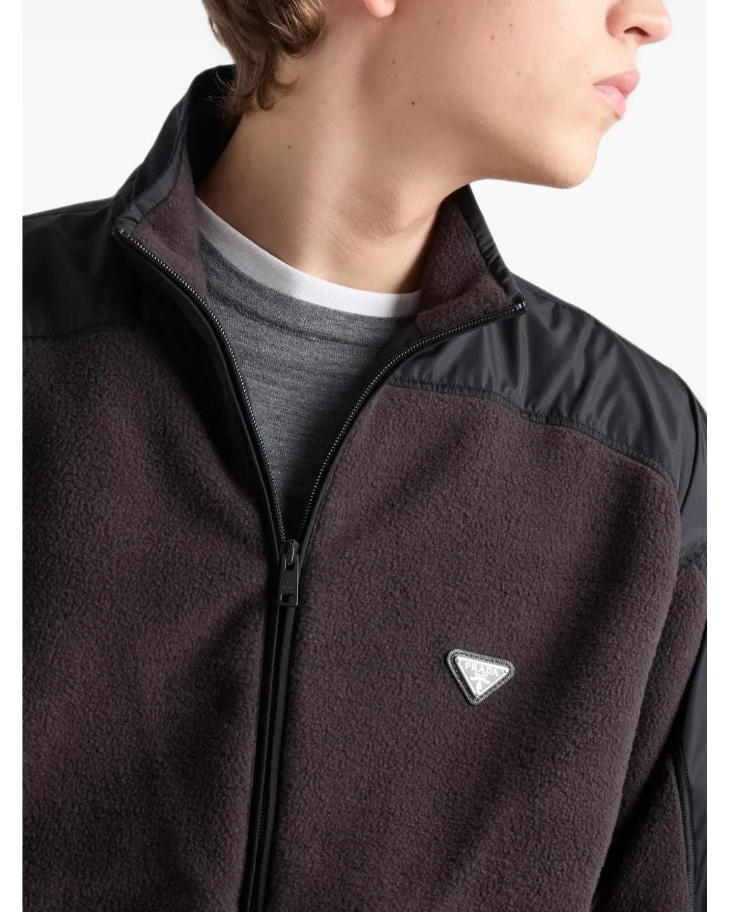 Prada Black Triangle-Logo Jacket for men