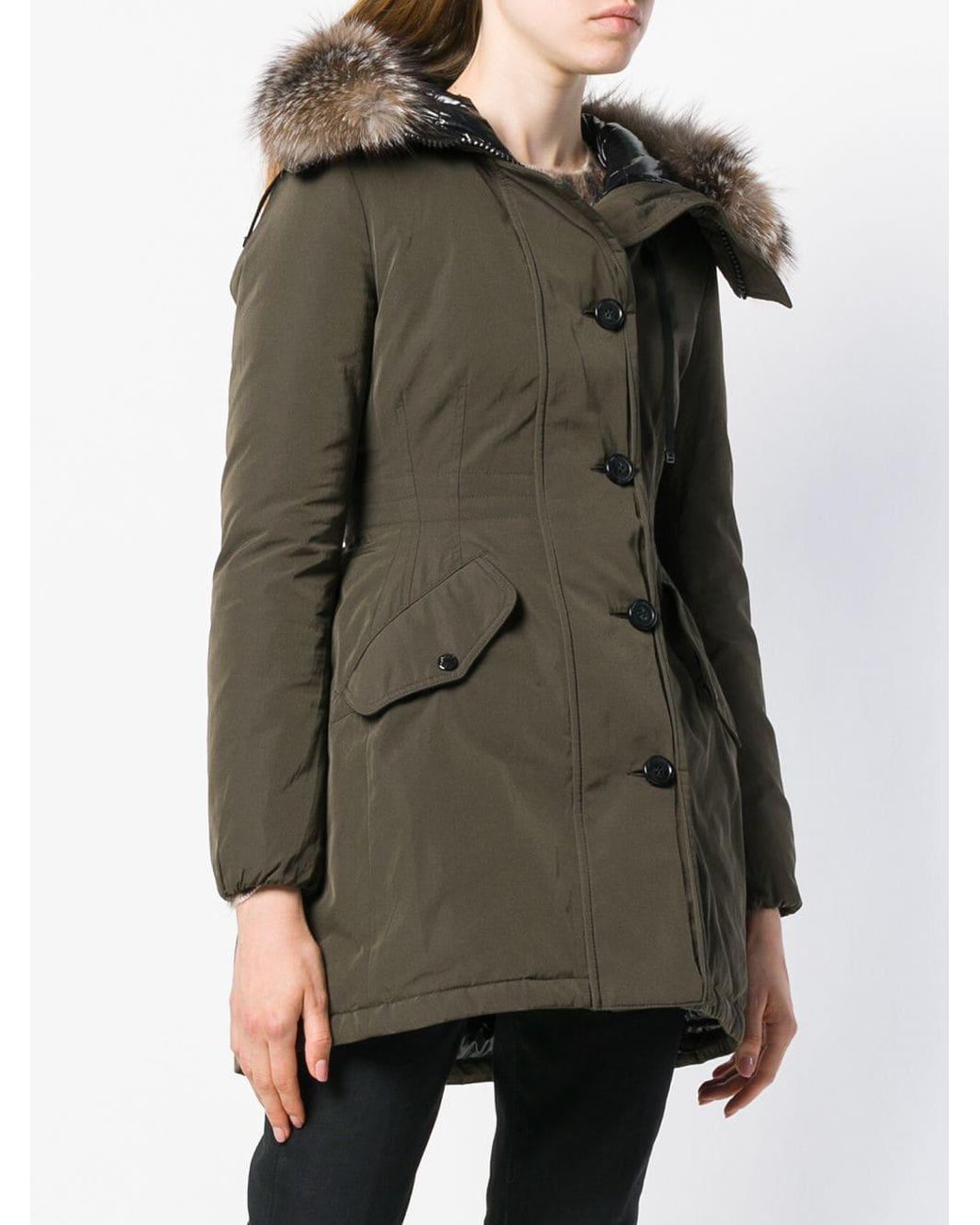 Moncler Fur Monticole Parka Coat in Green | Lyst
