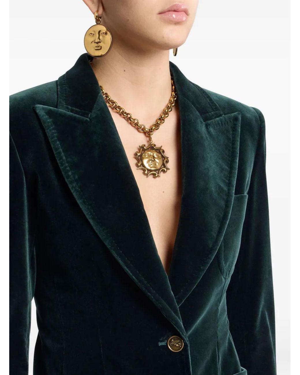 Etro Green Single Button Front Blazer