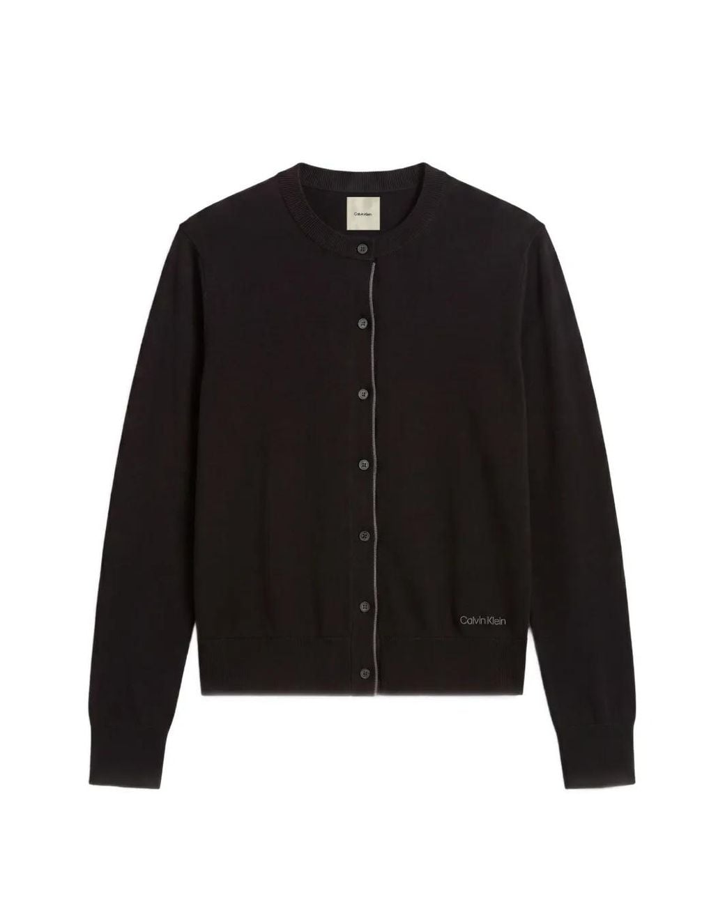 Calvin Klein Black Logo-Embroidered Button-Up Cardigan