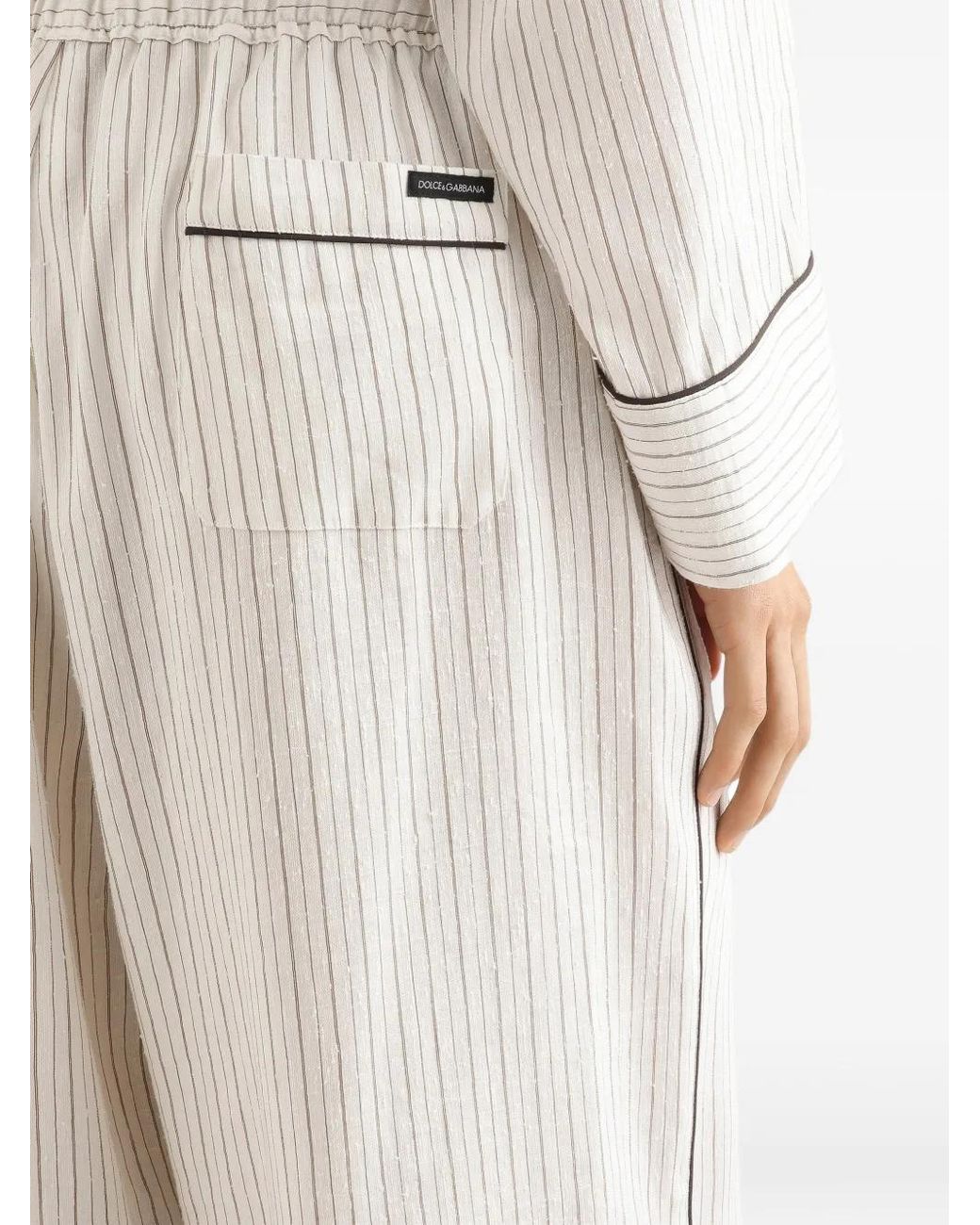 Dolce & Gabbana White Striped Fabric Vanity Trousers for men
