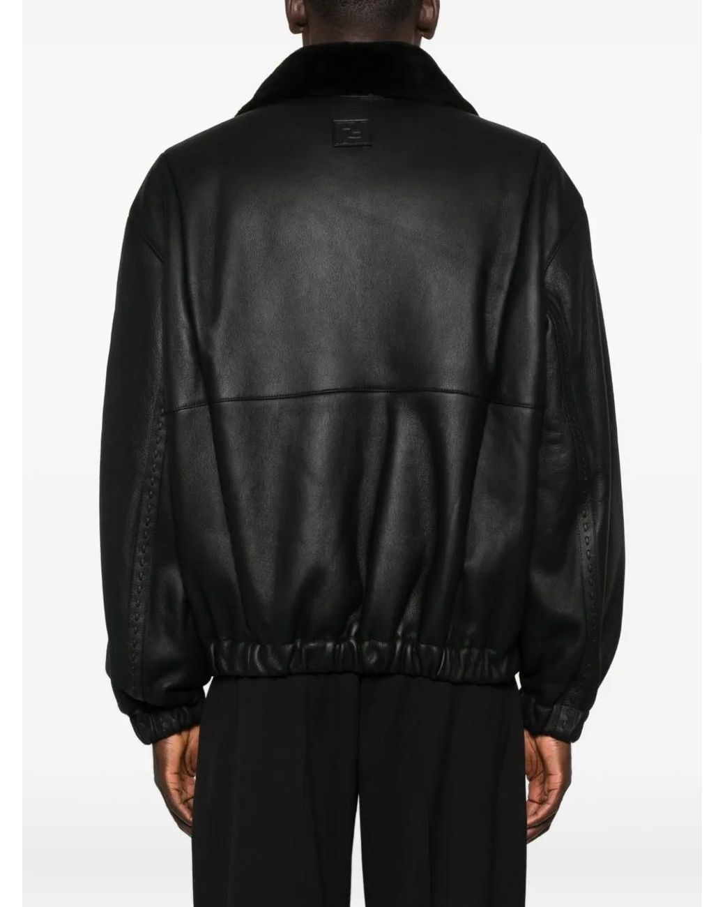 Chaqueta Bómber De Piel Fendi de hombre de color Black