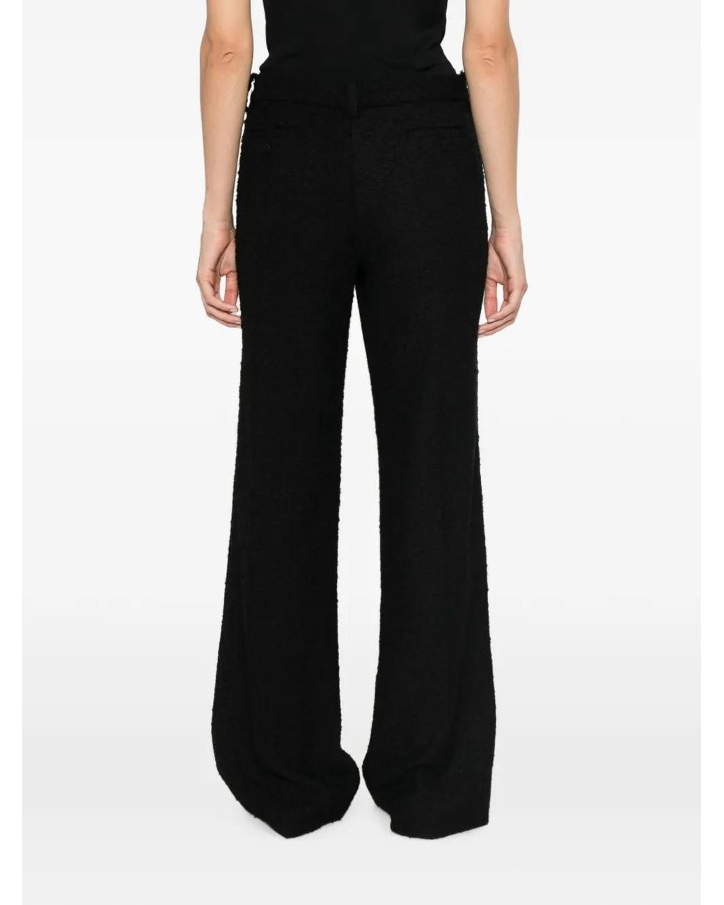 Magda Butrym Black Bouclé-Knit Wide-Leg Trousers