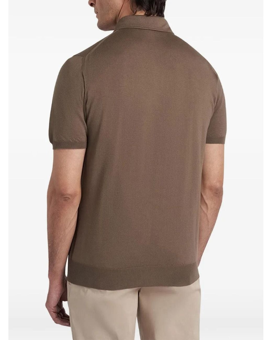 Kiton Brown Short-Sleeved Cotton Polo Shirt for men