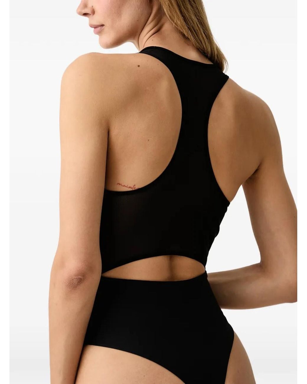 Casall Black Racerback Mesh-Panelled Bodysuit