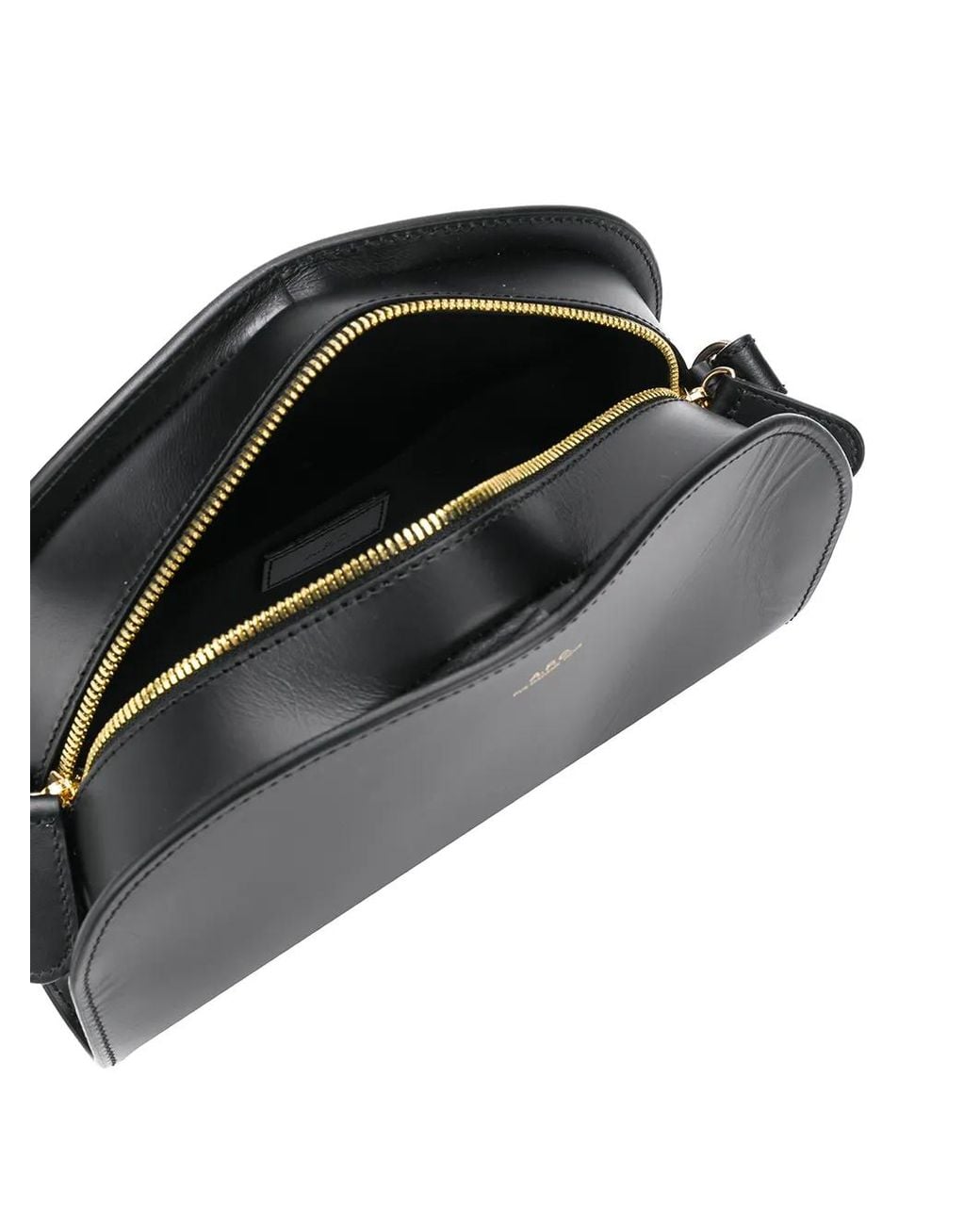 A.P.C. Black Leather Demi-lune Crossbody Bag
