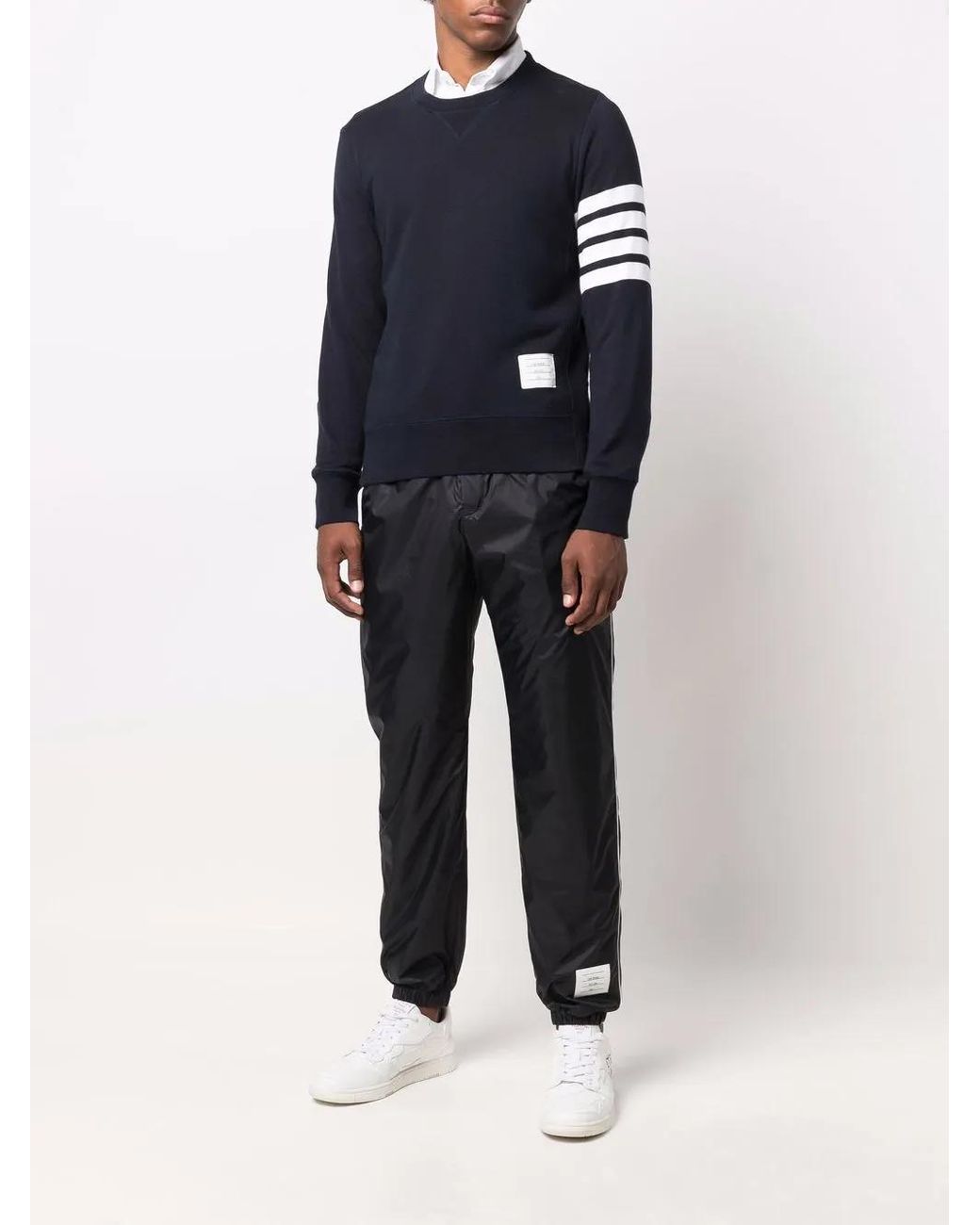 Thom Browne Blue Logo Patch Track Pants for men