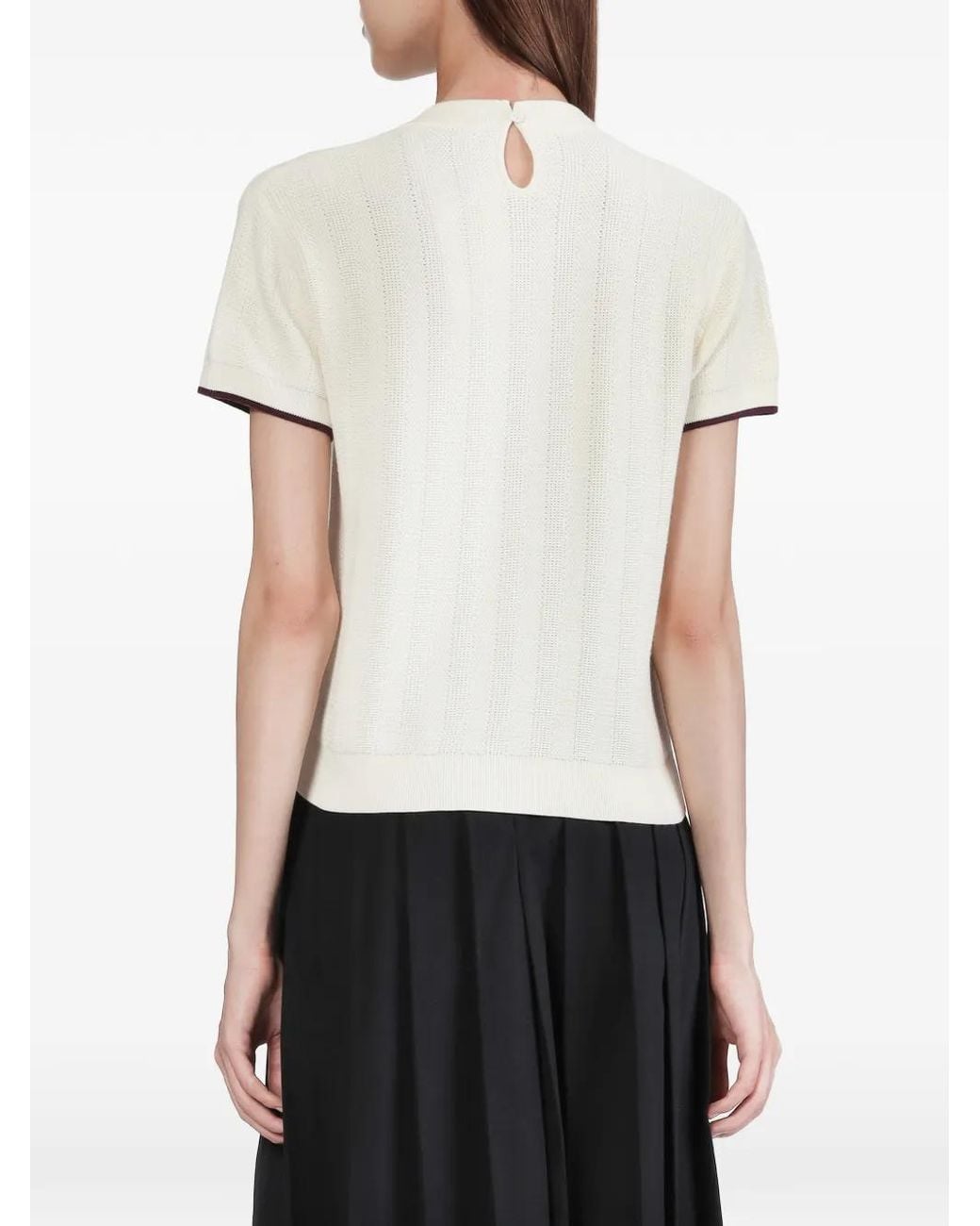 Fred Perry White Pointelle-Knit Sweater