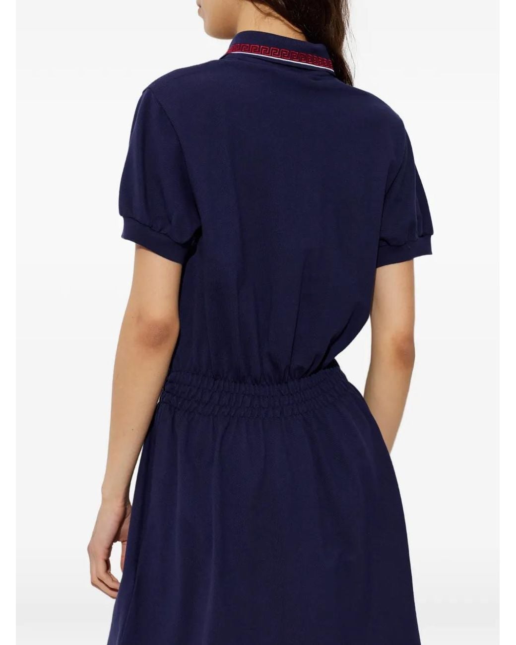 Versace Katoenen Mini-Polojurk Met Geborduurd Logo in het Blue