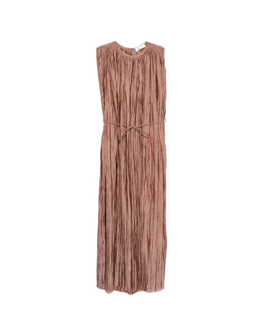 Roberto Collina Brown Ruched Tie Dress