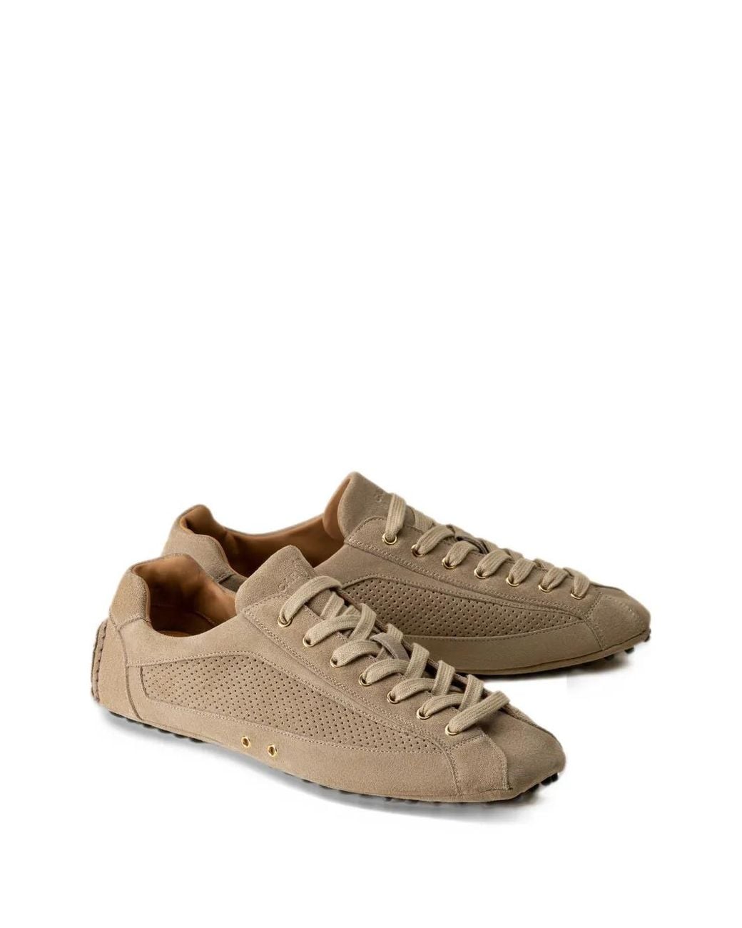 Car Shoe Brown Perforated Suede Sneakers for men