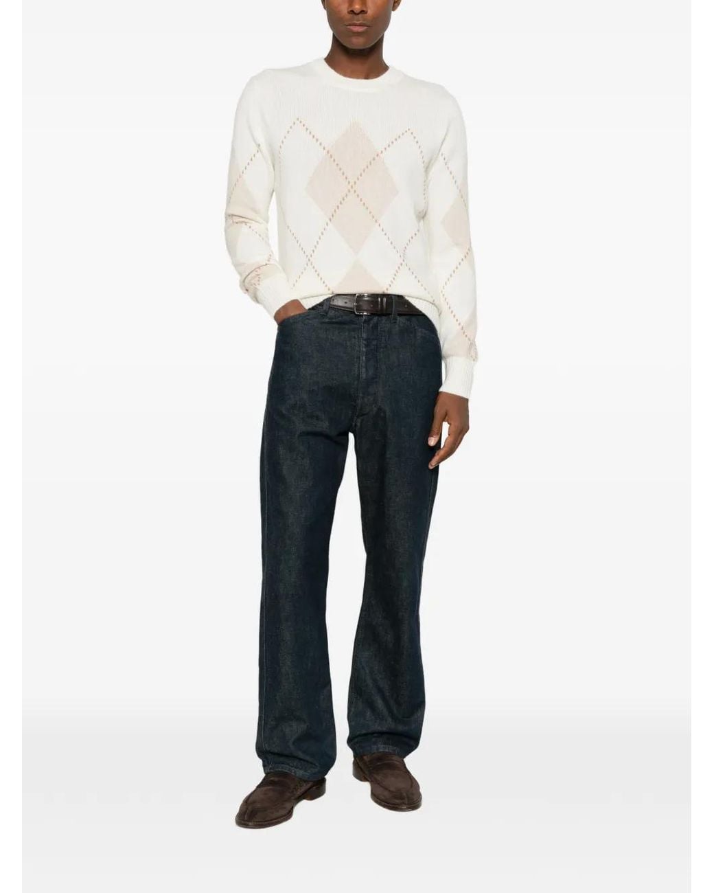 Fileria White Pull À Motif De Losanges for men