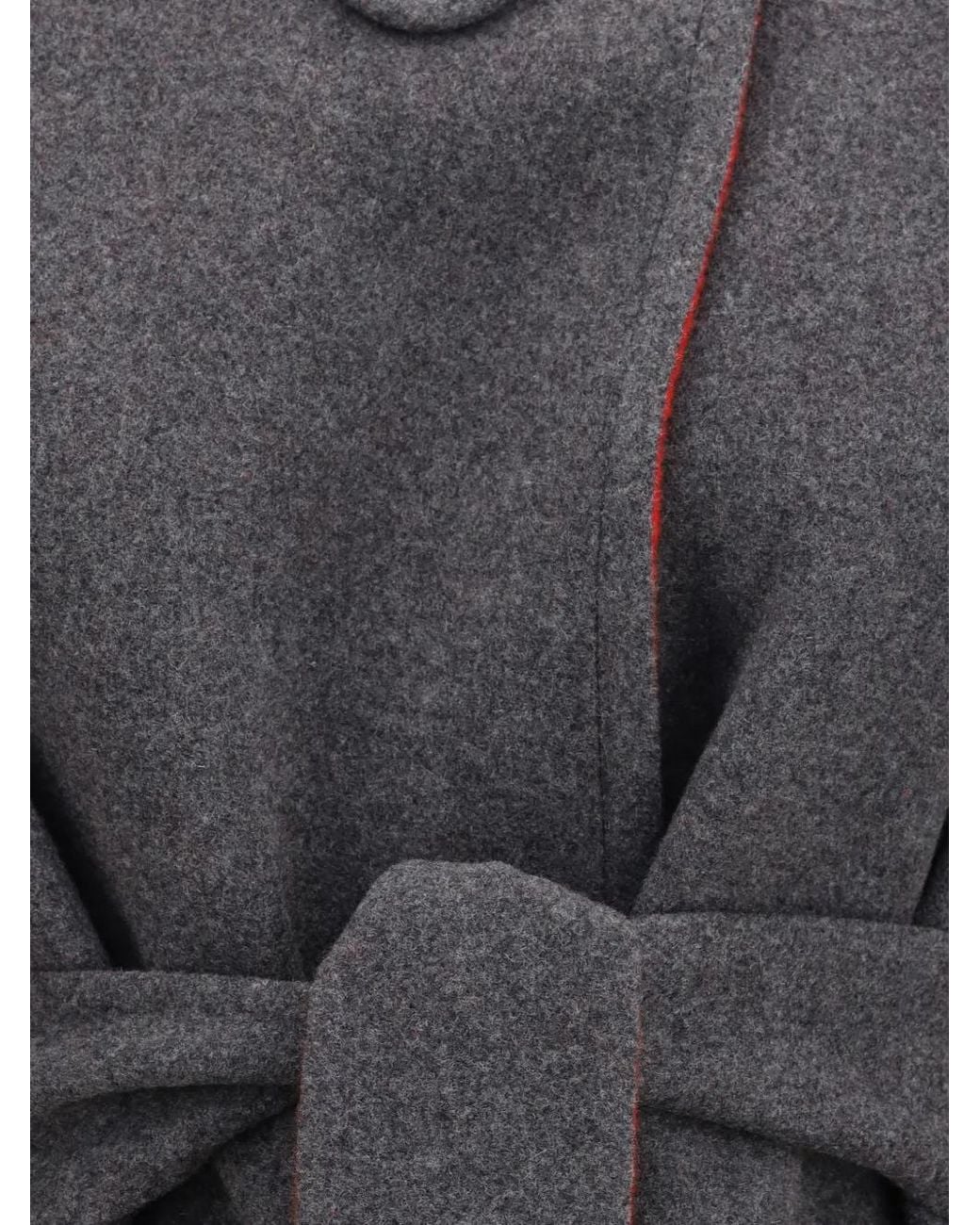 Valentino Garavani Gray Belted Wool-Blend Coat