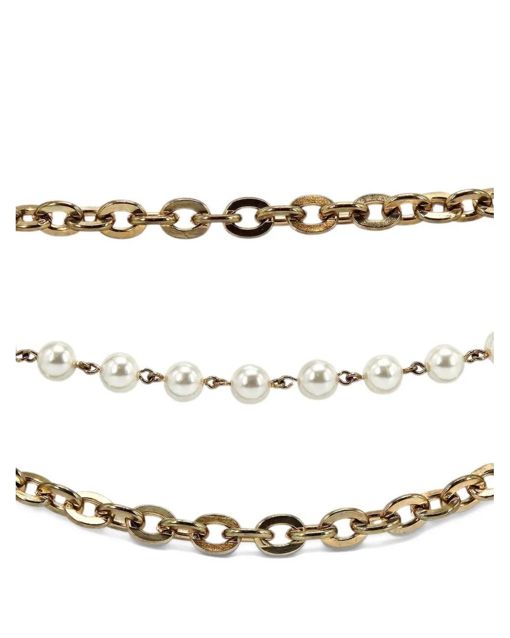 Madison Maison White 1980S Faux Pearl-Embellished Layered Chain Belt